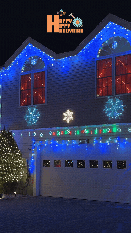 Custom projects: A home festively adorned with abundant Christmas lights, transforming the exterior into a dazzling holiday display.